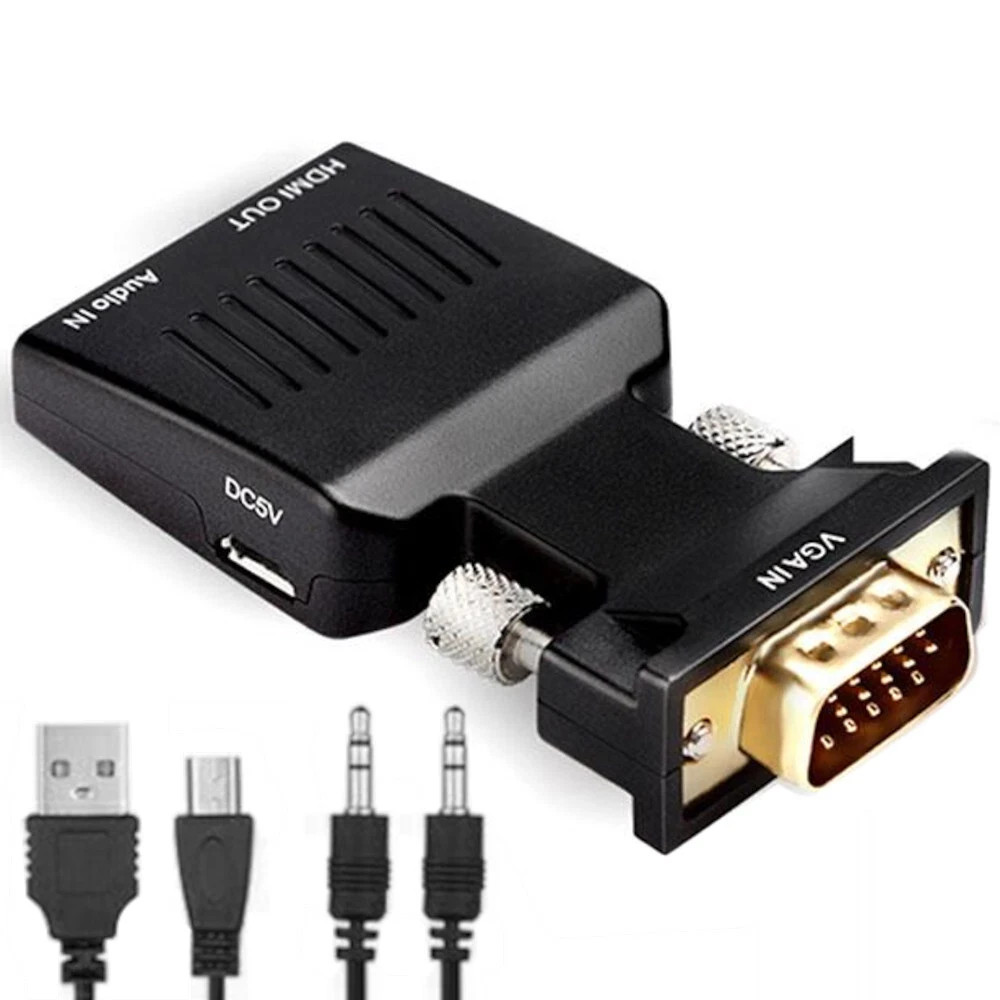 VGA to HDMI adapter with audio and 1080p conversion