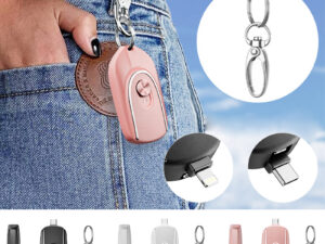 12858ff5-a9a7-4d03-8910-6ee0d097d335 2 In 1 Mini Keychain Power Bank Keyring Hanging Buckle 2 Output Interfaces 5V 1200MAH Backup Power Bank Retractable Plug Waterproof Phone Charging Accessories