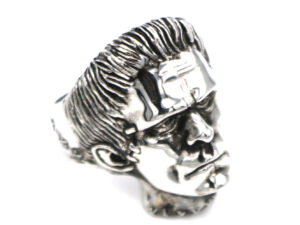EYHIMD Science Fiction Victor Frankenstein Rings Punk Horror Scientist Stainless Steel Skull Ring Mens Biker Jewelry