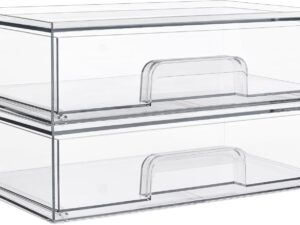 12.1in 30.7cm W Clear Stackable Storage Drawers,2 Pack Acrylic Plastic Organizers Bins For Makeup Palettes, Cosmetics, And Beauty Supplies,Ideal For Vanity, Bathroom,Cabinet,Desk Organization 12.1in 30.7cm W Clear Stackable Storage Drawers,2 Pack Acrylic Plastic Organizers Bins For Makeup Palettes, Cosmetics, And Beauty Supplies,Ideal For Vanity, Bathroom,Cabinet,Desk Organization