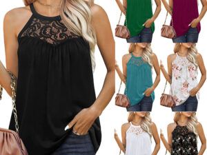 Womens Tank Tops Loose Fit Summer Lace Halter Tops Sleeveless Shirts
