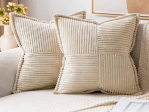 Corduroy Pillow Covers Super Soft Boho Striped Pillow Covers Broadside Decorative Textured Christmas Throw Pillows For Couch Cushion Livingroom