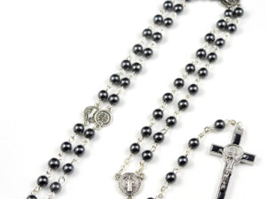 Black rosary necklace religious necklace