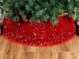 Red Sequins Christmas-tree Skirt Party Decoration Supplies