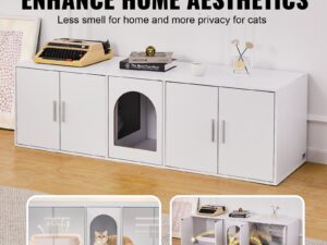 VEVOR Cat Litter Box Enclosure Wooden Litter Box Furniture Hidden  White