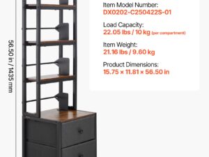 Media Storage Cabinet, 4-Shelf DVD Shelf Organizer With Drawers, 15.75 X 11.81 X 56.50 In Multimedia Storage Organizer For CDs, DVDs, Books And Games, CD Cabinet For Living Room, Home Office