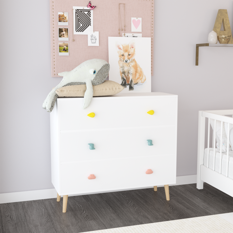 bfb0519a-8bdd-4b50-b015-bed39061aed0 Kids 3 Drawer Dresser, Baby Nightstand For Bedroom, Storage Cabinet For Toddler Child For Living Room, Toddler Room, Nursery, Closet, Apartment White