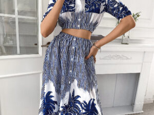 Women’s Stand Collar Top Plus-sized Swing Dress