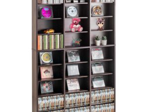Media Storage Cabinet, 9-layer DVD Shelf Holds Up To 756 CDs, Adjustable CD Shelves 27 Compartments, Protects & Organizes Music, Movie, Video Games Or Memorabilia Collections, Espresso
