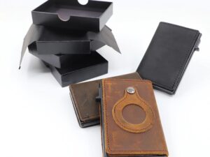 Minimalist Wallets For Men, Premium Genuine Leather Credit Card Holder For AirTag With Slim Wallet RFID Technology