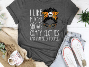 I LIKE MURDER SHOWS Halloween Skull Teenage Leisure T-shirt